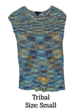 Tribal Multicolor Blue and Yellow Knit Tank Top